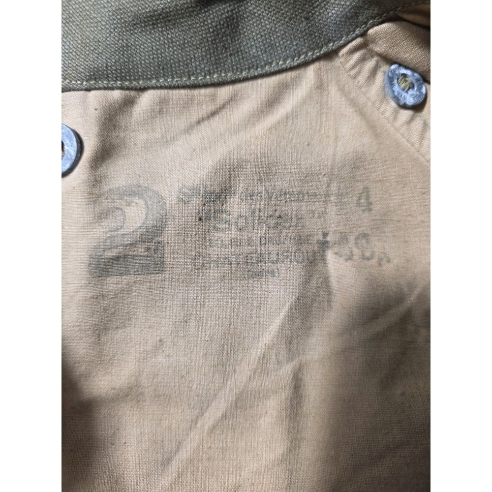 VTG WWII French MILITARY Motorcycle Dispatch Rider Overcoat Canvas Trench Coat - Picture 2 of 10